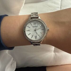 Caravelle New York Silver Watch with Crystal Accents